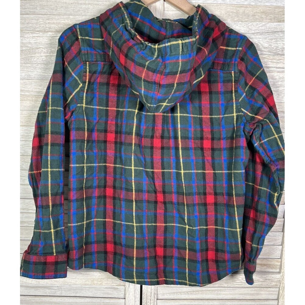 L.L. Bean Women's S Petite Relaxed Fit Plaid Full Zip Hoodie Flannel Shirt - Picture 5 of 7
